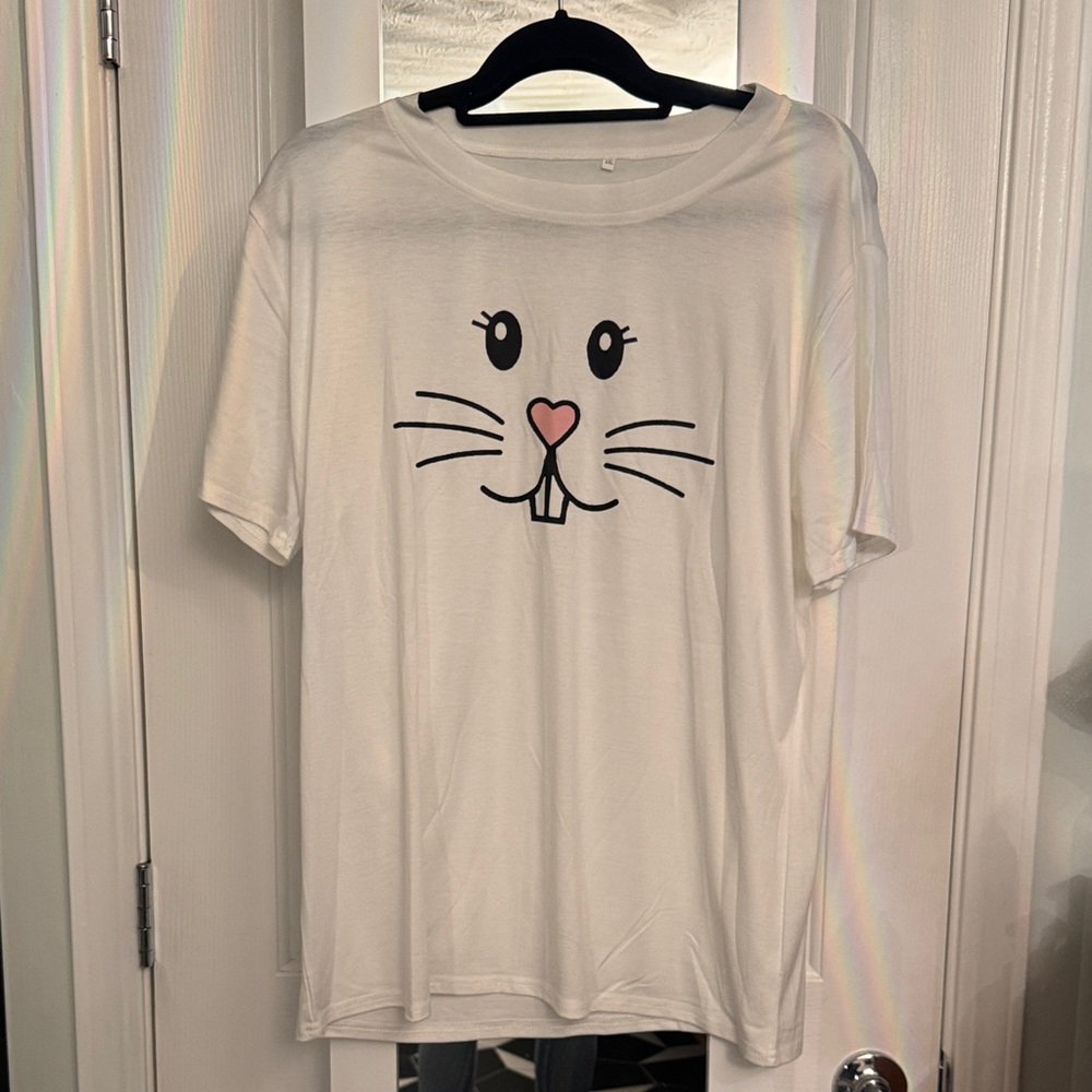 White bunny Easter Face T-Shirt